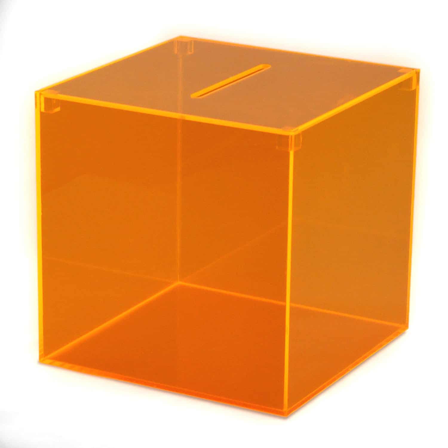 Losbox orange transparent Hansen Werbetechnik - Rhein-Main