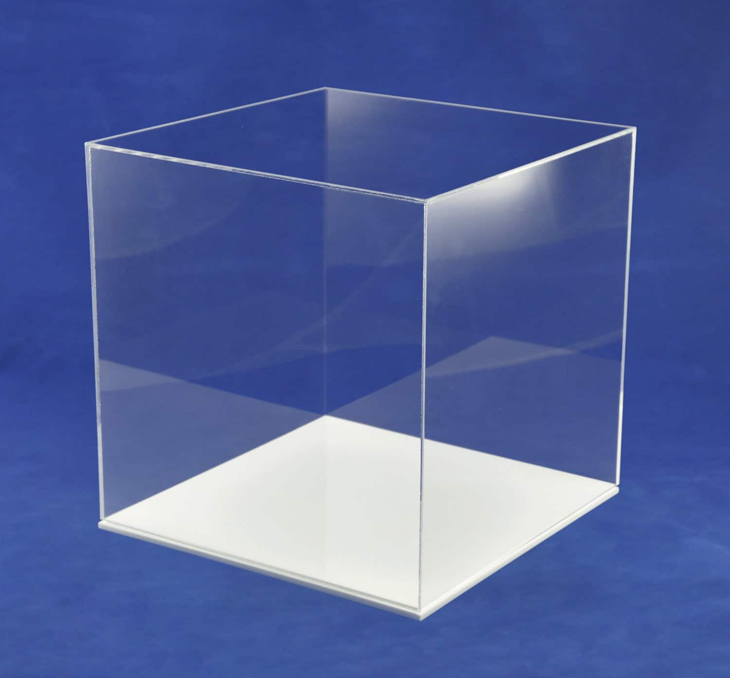 Tisch Vitrine Würfel Acryl Box mit Deckel Glas Schaukasten Spuck Schutz 27 cm 